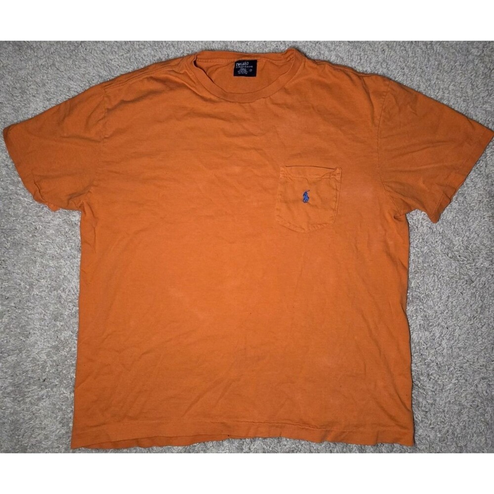 Polo Ralph Lauren Pocket Tee Shirt Orange Blue Pony Medium
